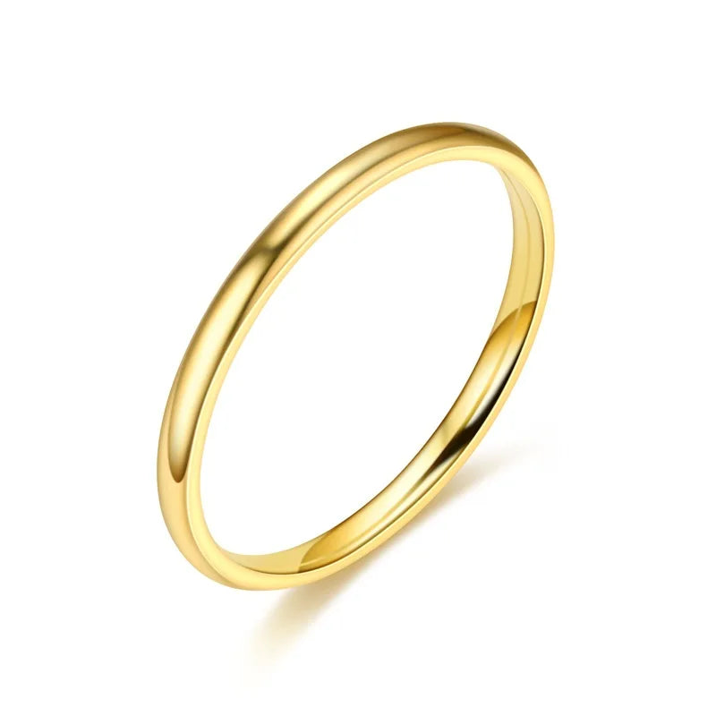2mm Thin Rings For Man Women Girl Solid Stainless Steel Minimalist Ring Elegant Party Tail Ring Couple Rings