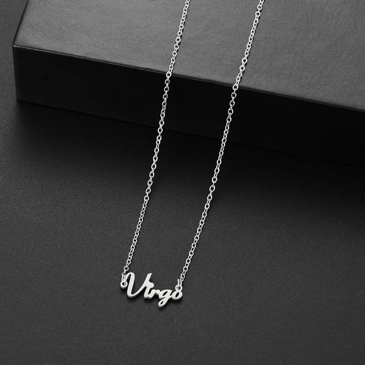 vintage 12 Zodiac Sign Stainless Steel Necklace For Women Letter Constellation pendant Clavicle Chain statement choker necklace