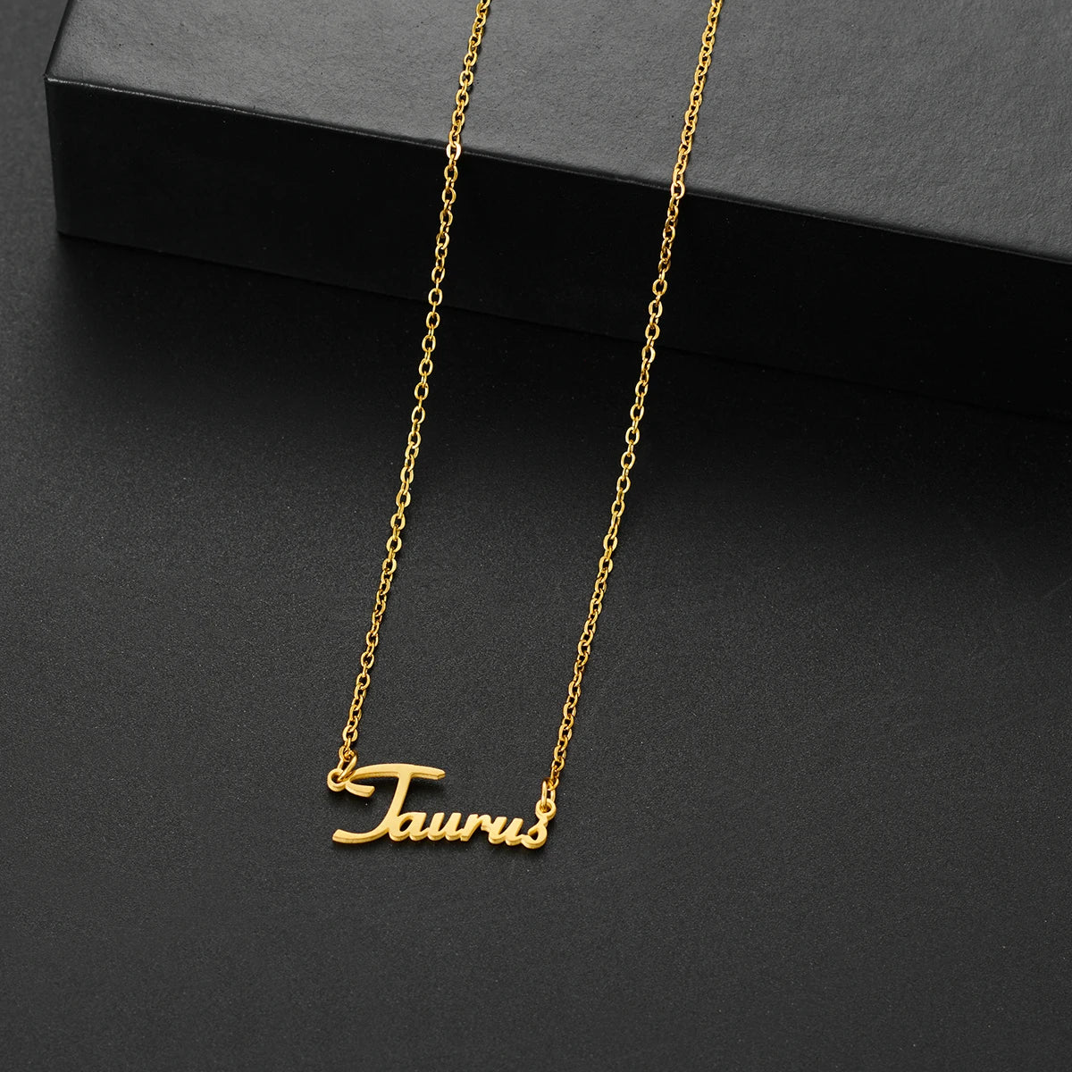 vintage 12 Zodiac Sign Stainless Steel Necklace For Women Letter Constellation pendant Clavicle Chain statement choker necklace