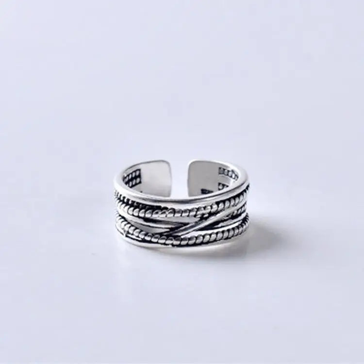 925 Sterling Silver Multilayer Thick Open Rings For Women Wedding Luxury Party Jewelry Wholesale Jewellery Argent 925