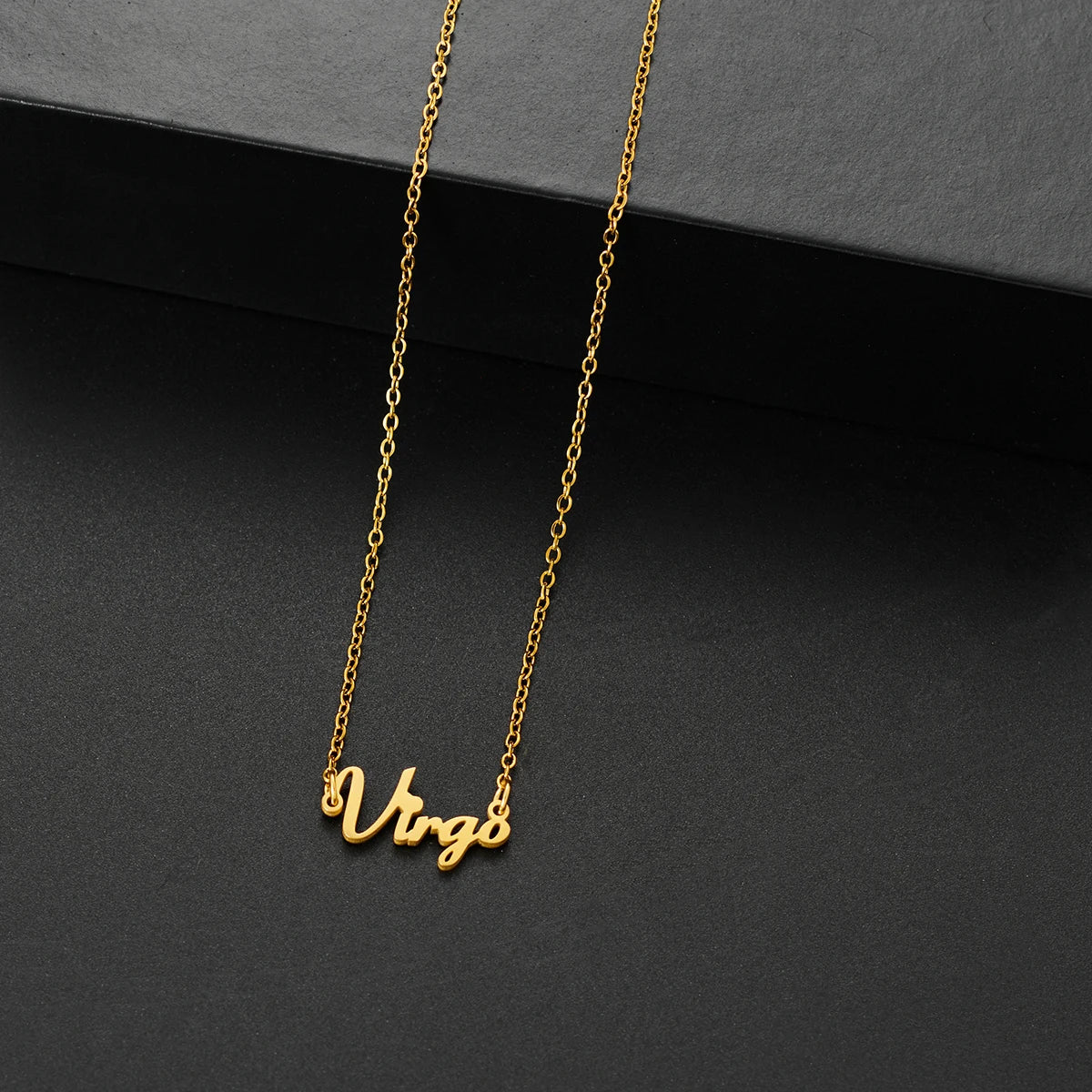 vintage 12 Zodiac Sign Stainless Steel Necklace For Women Letter Constellation pendant Clavicle Chain statement choker necklace