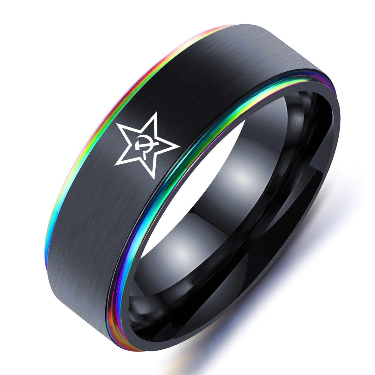 2022 Trend Rings for Man Fashion Jewelry USSR Soviet Sickle Hammer Ring Woman Stainless Steel Rings Vintage Holiday Gift Accesso
