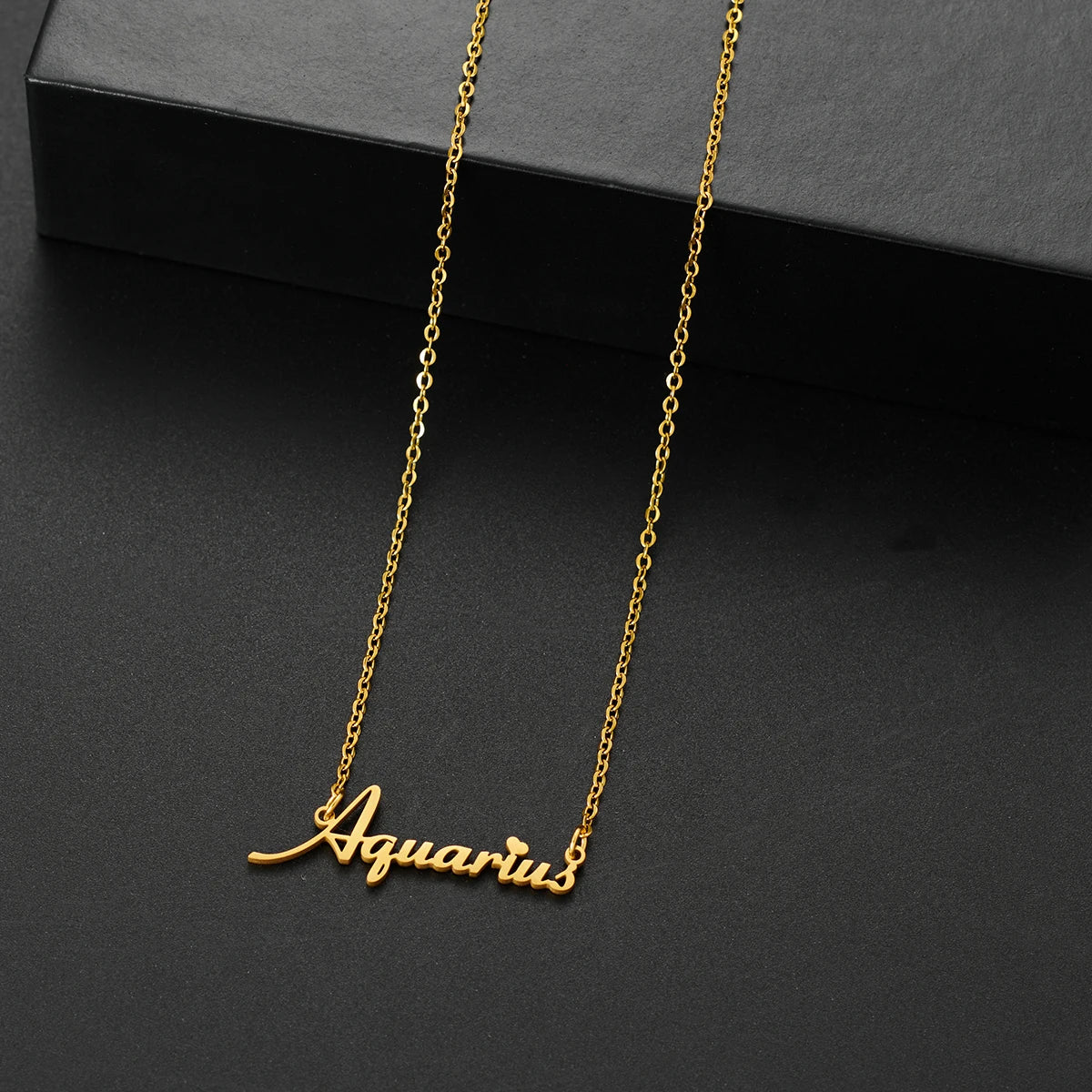 vintage 12 Zodiac Sign Stainless Steel Necklace For Women Letter Constellation pendant Clavicle Chain statement choker necklace