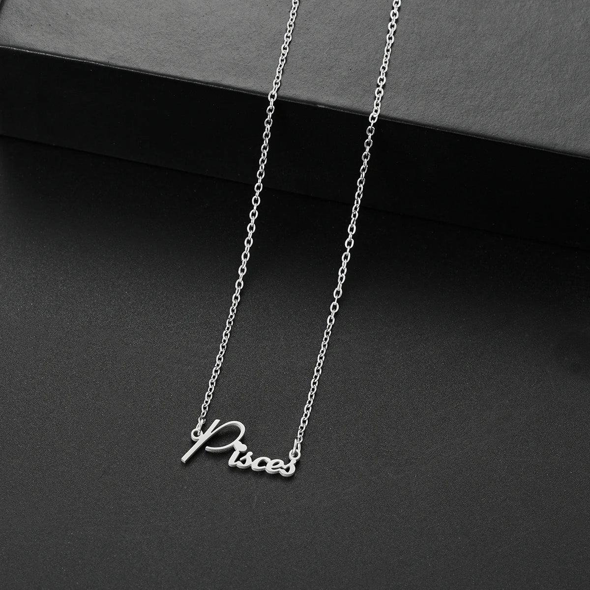 vintage 12 Zodiac Sign Stainless Steel Necklace For Women Letter Constellation pendant Clavicle Chain statement choker necklace