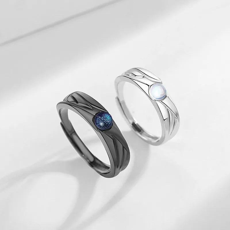 2 Pcs Demons and Angels Matching Couple Friendship Lover Open Adjustable Rings Set Minimalist Engagement Wedding Rings Lovers