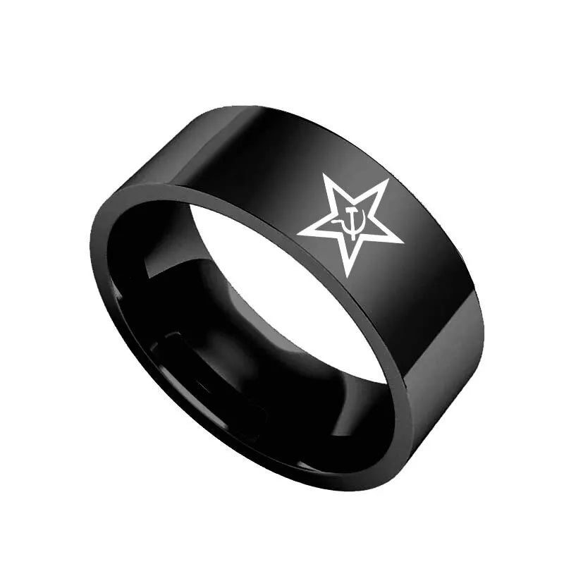 2022 Trend Rings for Man Fashion Jewelry USSR Soviet Sickle Hammer Ring Woman Stainless Steel Rings Vintage Holiday Gift Accesso