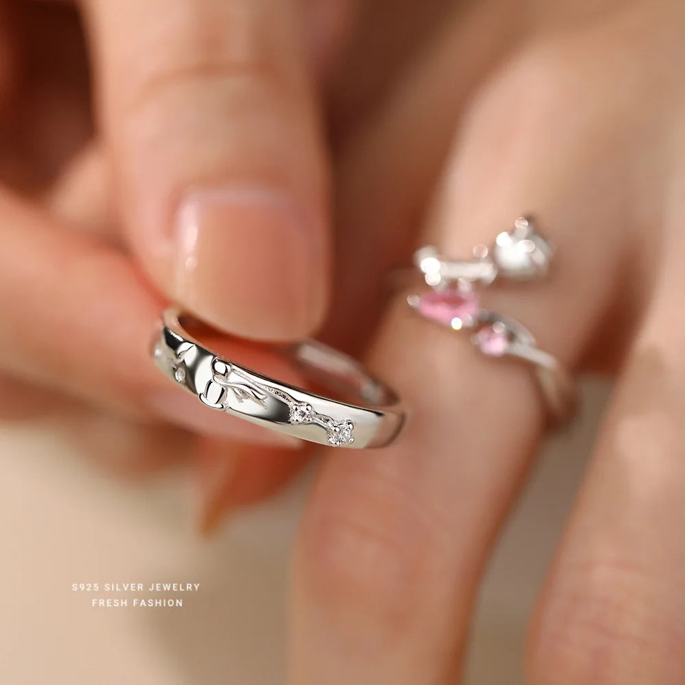 925 Sterling Silver High Quality Prince Rose Lovers Ring for Women Man Wedding Proposal Engagement Anniversary Jewelry Gift