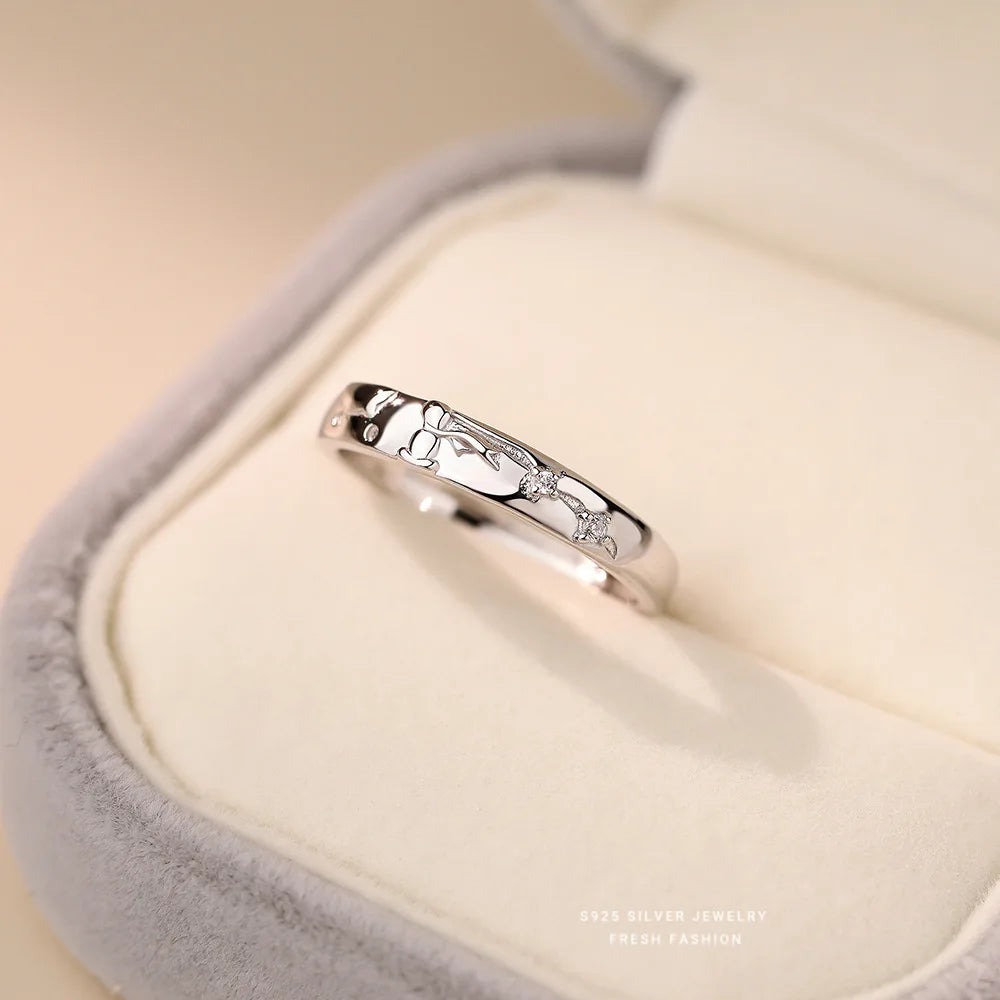 925 Sterling Silver High Quality Prince Rose Lovers Ring for Women Man Wedding Proposal Engagement Anniversary Jewelry Gift