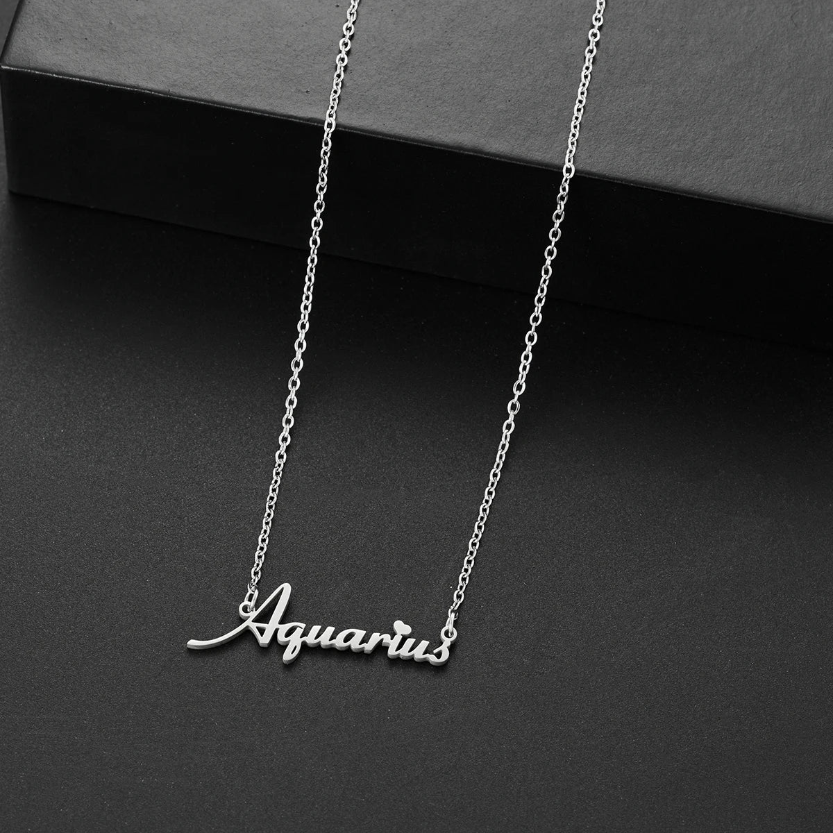 vintage 12 Zodiac Sign Stainless Steel Necklace For Women Letter Constellation pendant Clavicle Chain statement choker necklace