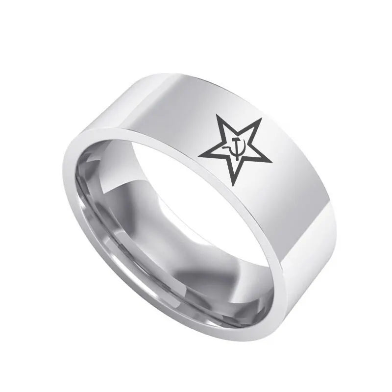 2022 Trend Rings for Man Fashion Jewelry USSR Soviet Sickle Hammer Ring Woman Stainless Steel Rings Vintage Holiday Gift Accesso