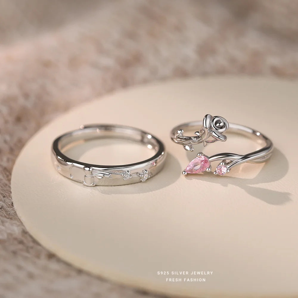 925 Sterling Silver High Quality Prince Rose Lovers Ring for Women Man Wedding Proposal Engagement Anniversary Jewelry Gift