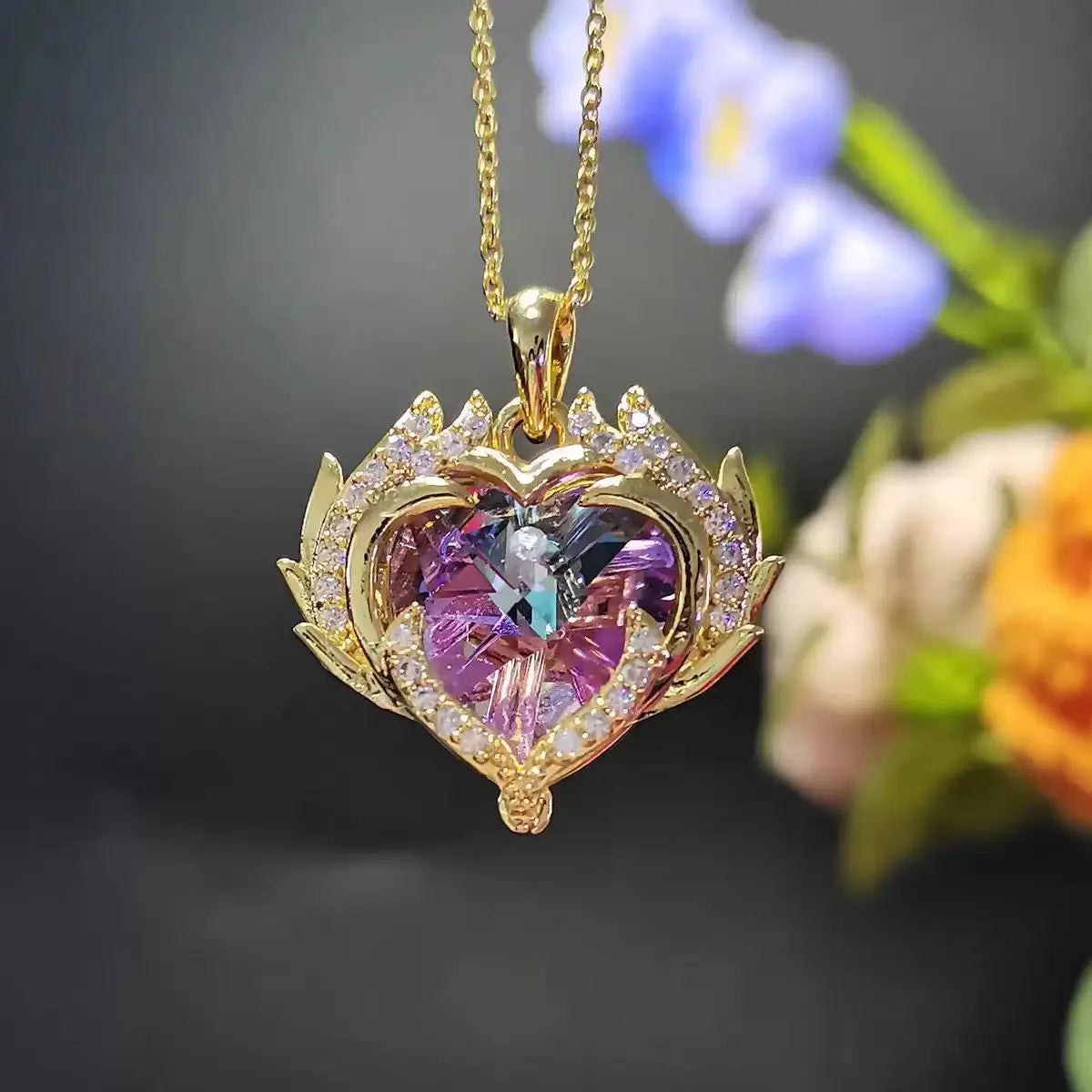 Trendy Heart OF Ocean Stainless Steel Cubic Zirconia Necklaces For Women Men Gold Color Metal Crystal Party Everyday Jewelry