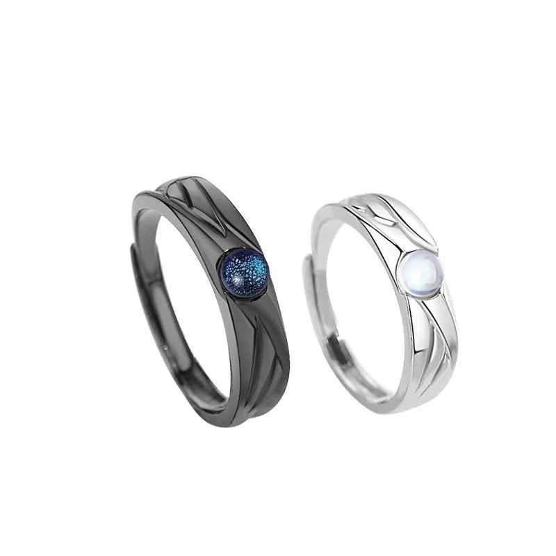 2 Pcs Demons and Angels Matching Couple Friendship Lover Open Adjustable Rings Set Minimalist Engagement Wedding Rings Lovers