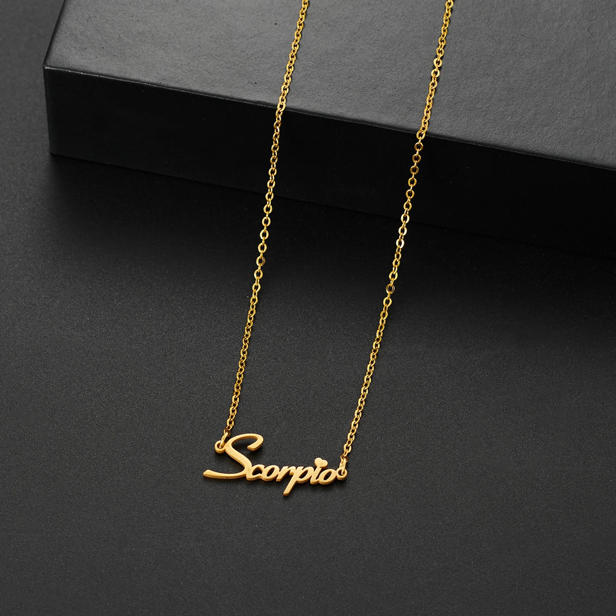 vintage 12 Zodiac Sign Stainless Steel Necklace For Women Letter Constellation pendant Clavicle Chain statement choker necklace