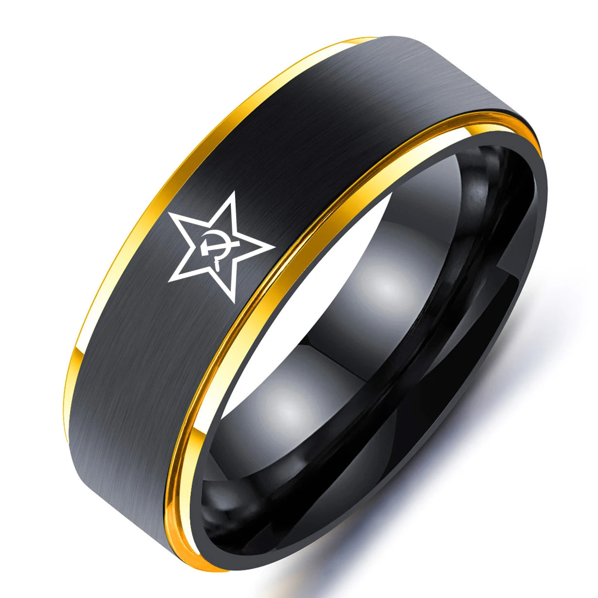 2022 Trend Rings for Man Fashion Jewelry USSR Soviet Sickle Hammer Ring Woman Stainless Steel Rings Vintage Holiday Gift Accesso