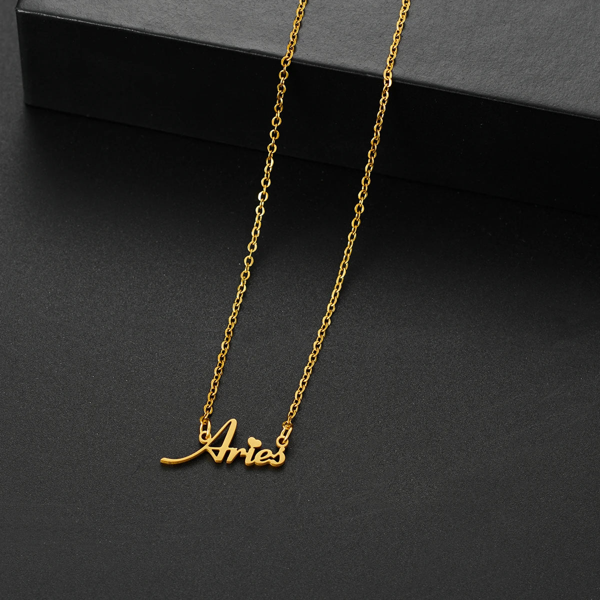 vintage 12 Zodiac Sign Stainless Steel Necklace For Women Letter Constellation pendant Clavicle Chain statement choker necklace