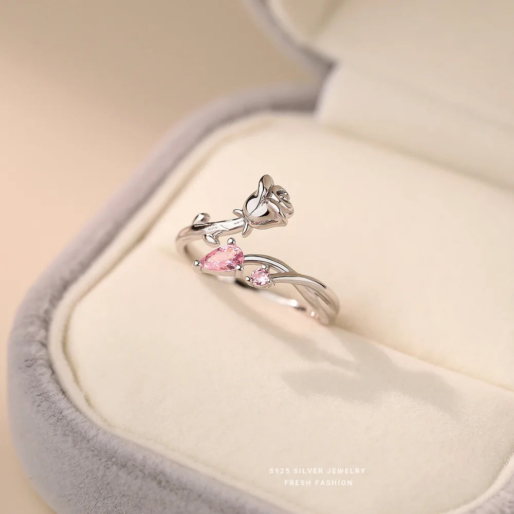 925 Sterling Silver High Quality Prince Rose Lovers Ring for Women Man Wedding Proposal Engagement Anniversary Jewelry Gift