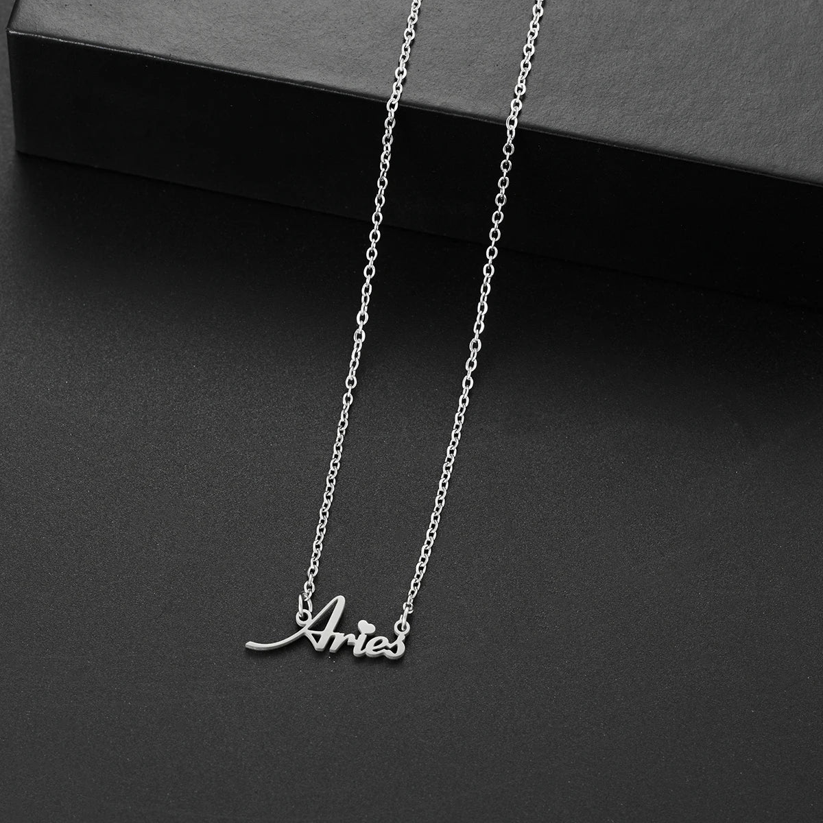 vintage 12 Zodiac Sign Stainless Steel Necklace For Women Letter Constellation pendant Clavicle Chain statement choker necklace