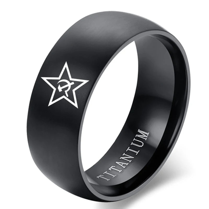 2022 Trend Rings for Man Fashion Jewelry USSR Soviet Sickle Hammer Ring Woman Stainless Steel Rings Vintage Holiday Gift Accesso
