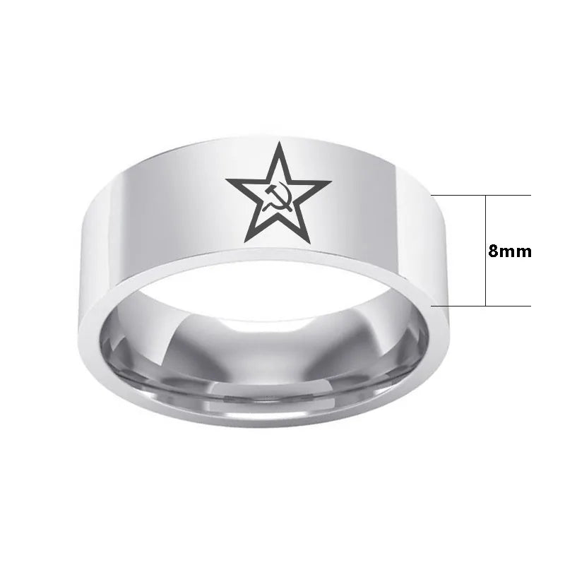 2022 Trend Rings for Man Fashion Jewelry USSR Soviet Sickle Hammer Ring Woman Stainless Steel Rings Vintage Holiday Gift Accesso