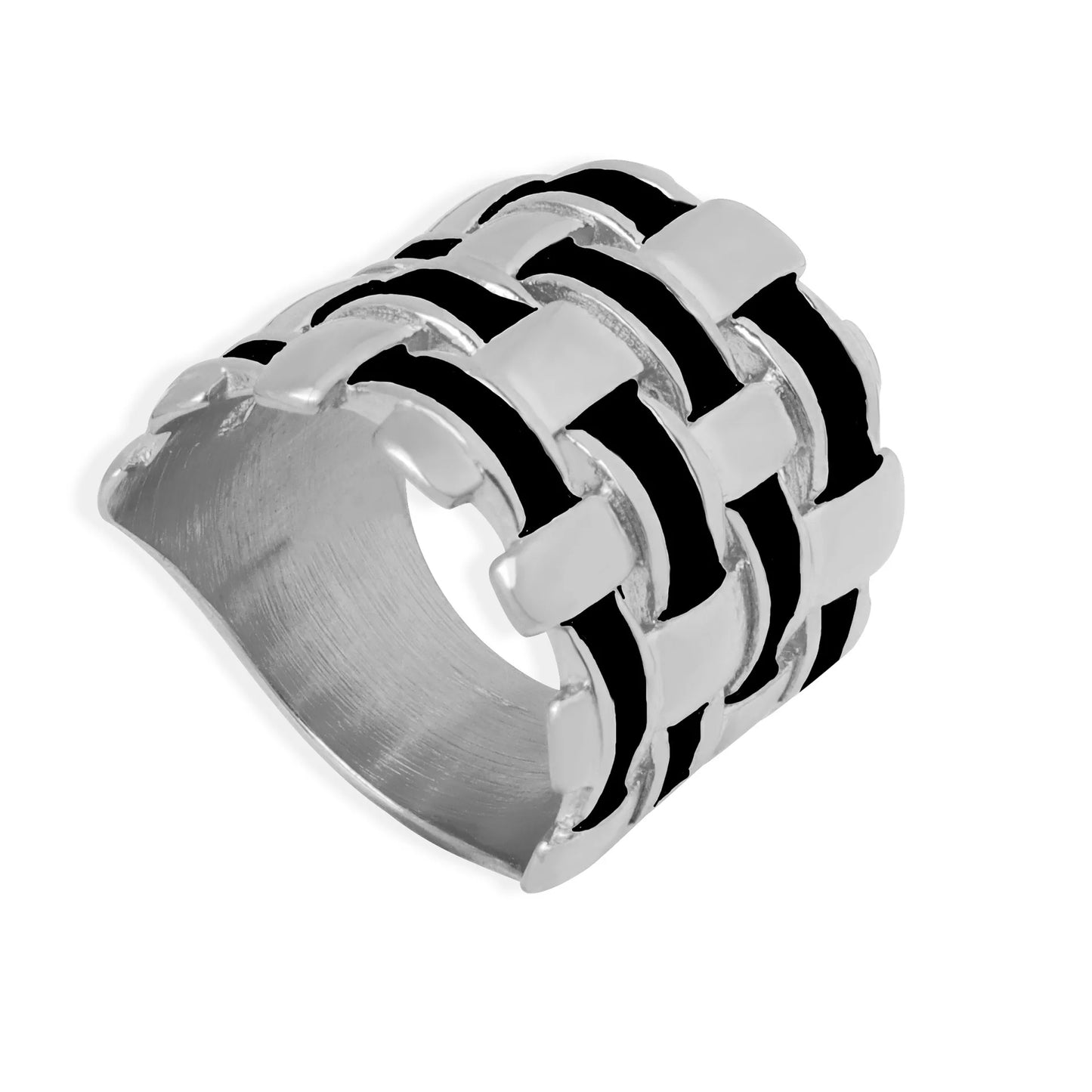 316L Stainless Steel Wide Rings For Women Men Black White Glaze Weave Couple Rings Man Woman Female Ring Luxury Quality Jewelry