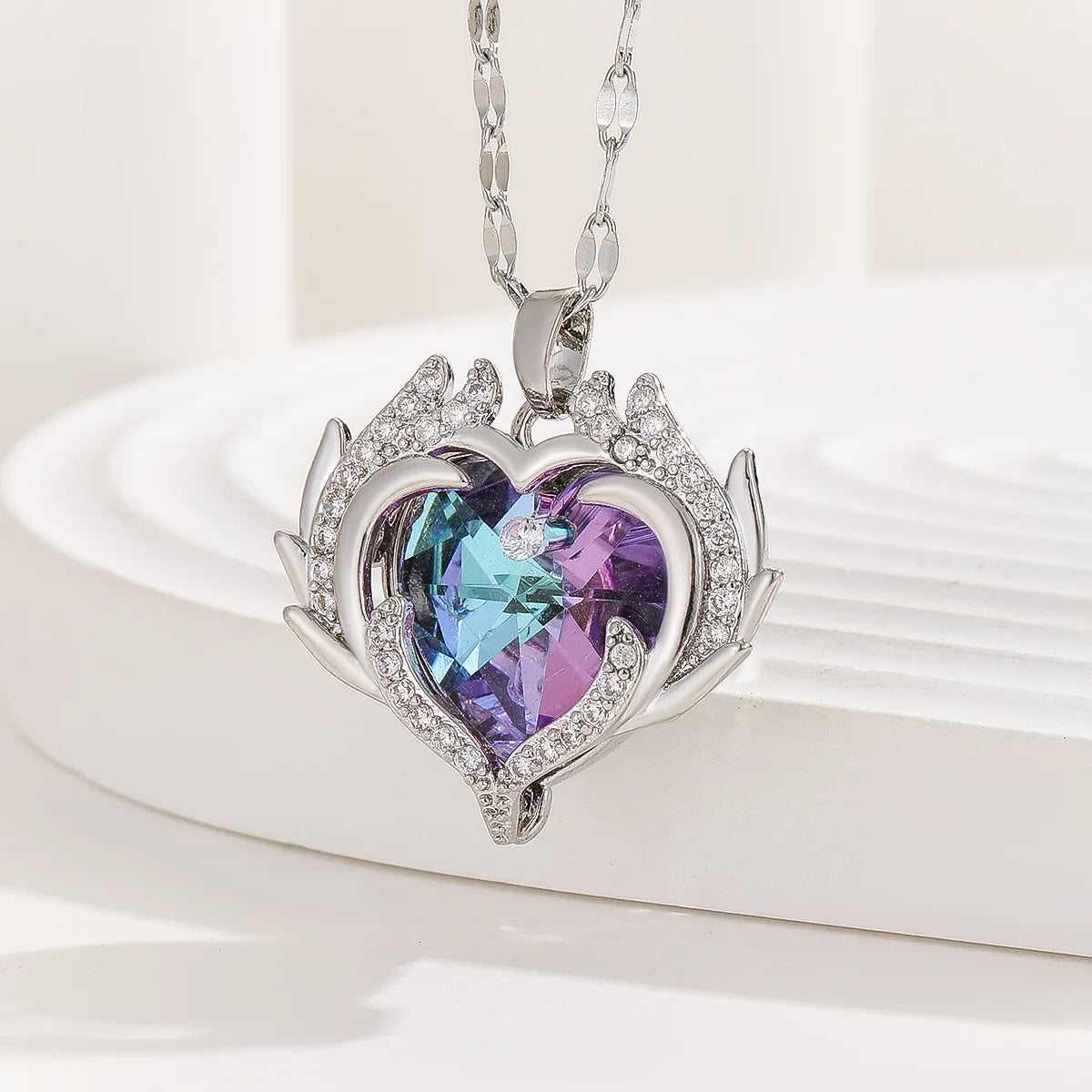 Trendy Heart OF Ocean Stainless Steel Cubic Zirconia Necklaces For Women Men Gold Color Metal Crystal Party Everyday Jewelry