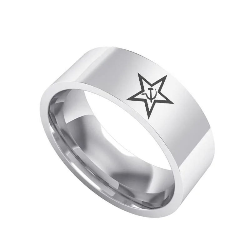 2022 Trend Rings for Man Fashion Jewelry USSR Soviet Sickle Hammer Ring Woman Stainless Steel Rings Vintage Holiday Gift Accesso