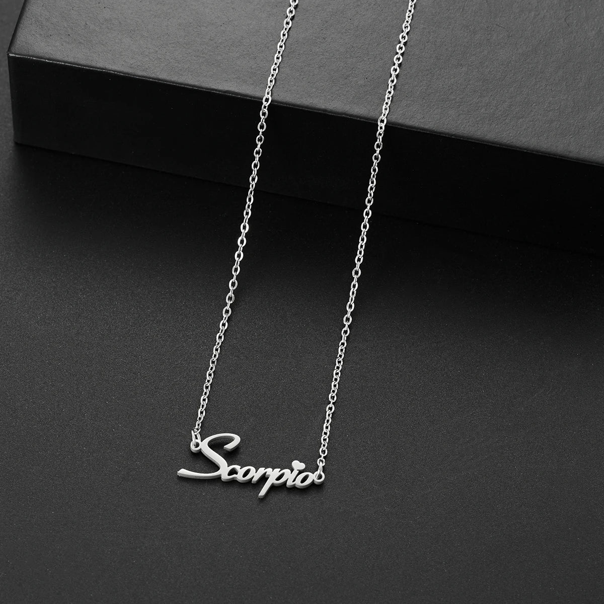 vintage 12 Zodiac Sign Stainless Steel Necklace For Women Letter Constellation pendant Clavicle Chain statement choker necklace