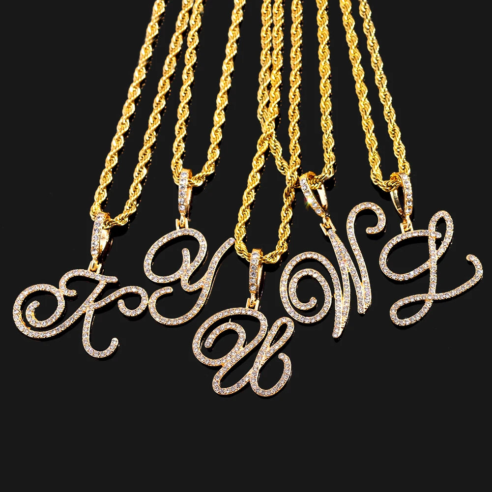 Stainless Steel Rope Chain with CZ Letter Necklace for Women Personalized Initial Pendant Necklaces Fashion Jewelry Gift