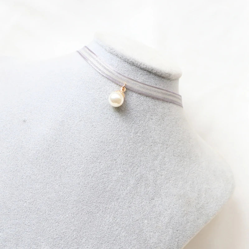 Temperament Fairy Choker Necklace For Women Romantic Purple Fabric Short Clavicle Necklace Pendant Aesthetic Boho Jewelry Gifts