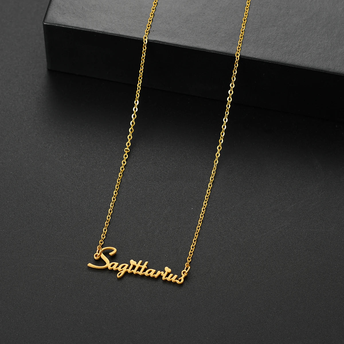 vintage 12 Zodiac Sign Stainless Steel Necklace For Women Letter Constellation pendant Clavicle Chain statement choker necklace