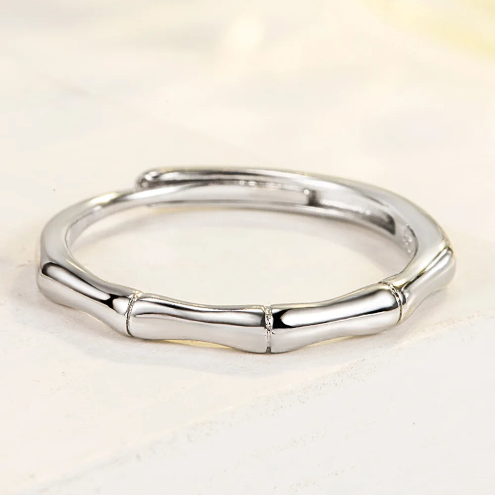 925 Sterling Silver New Women's High Quality Fashion Jewelry Bamboo Joint Couple Ring For Man XY0335