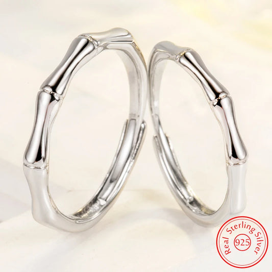 925 Sterling Silver New Women's High Quality Fashion Jewelry Bamboo Joint Couple Ring For Man XY0335