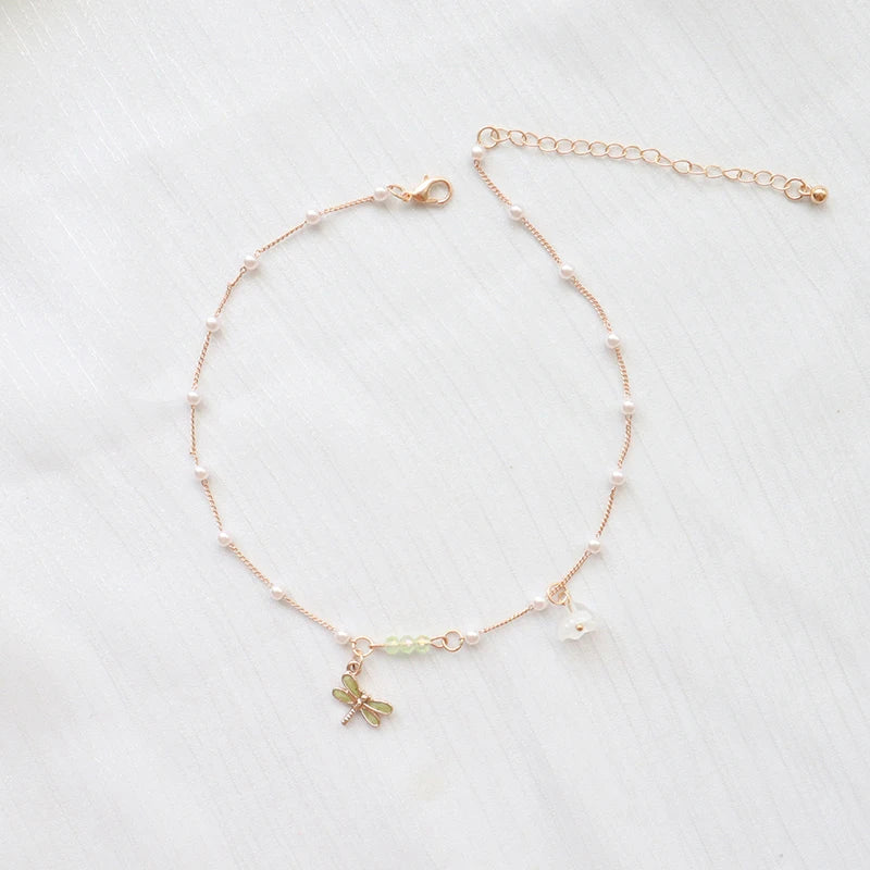 Trendy Choker Necklace For Women Lovely Green Fabric Pearl Heart Pendant Short Clavicle Necklace Aesthetic Jewelry Gift For Her