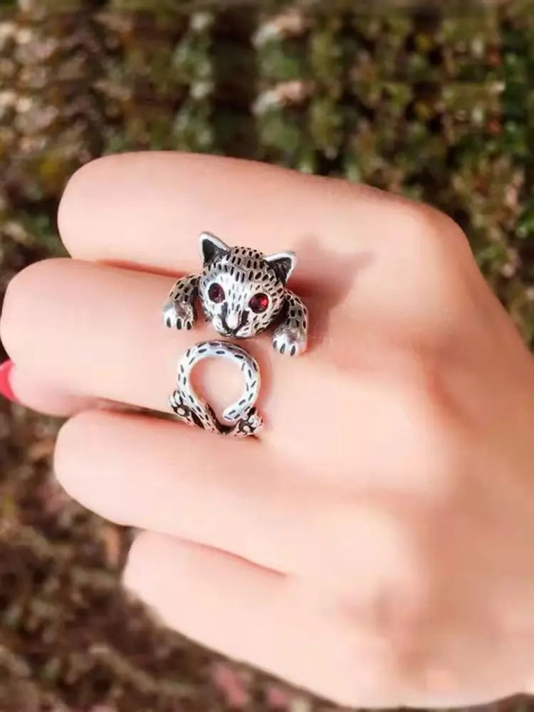 30Pcs/Lot Best Selling Dog Cat Punk Vintage Rings Fashion Couple Animal Adjustable Mystical For Man Women Friends Gift Wholesale