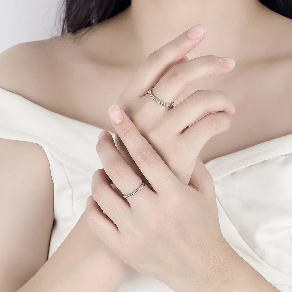 925 Sterling Silver New Women's High Quality Fashion Jewelry Bamboo Joint Couple Ring For Man XY0335