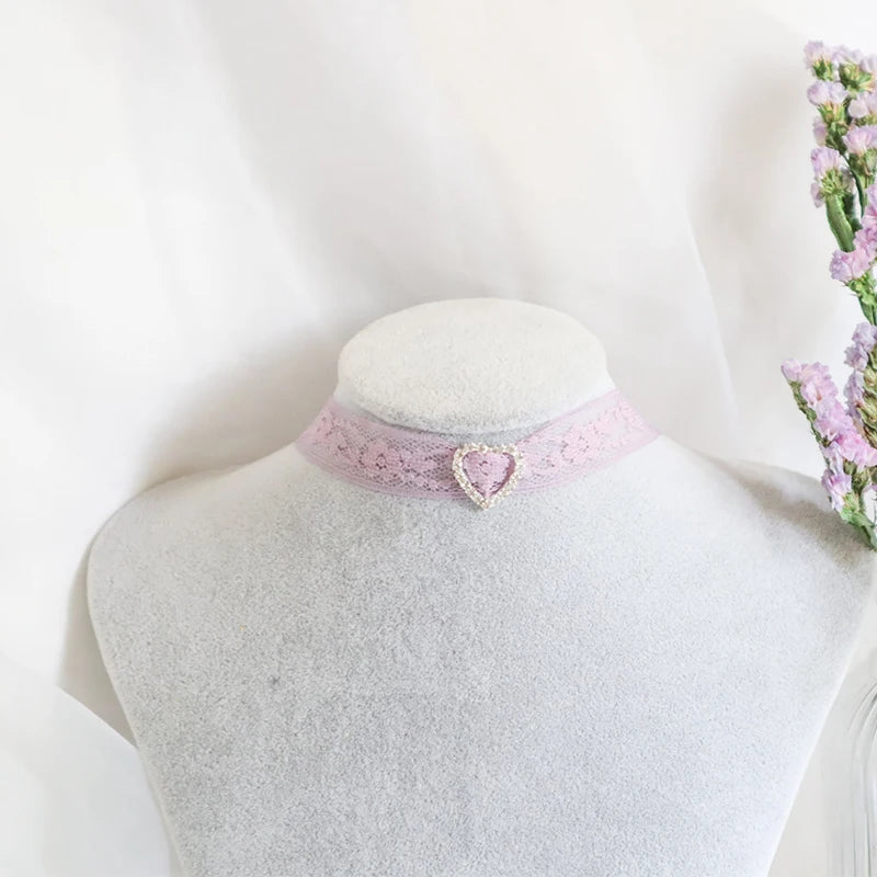 Temperament Fairy Choker Necklace For Women Romantic Purple Fabric Short Clavicle Necklace Pendant Aesthetic Boho Jewelry Gifts