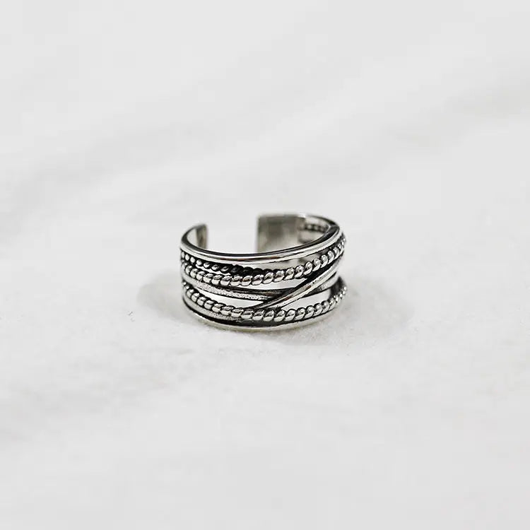 925 Sterling Silver Multilayer Thick Open Rings For Women Wedding Luxury Party Jewelry Wholesale Jewellery Argent 925